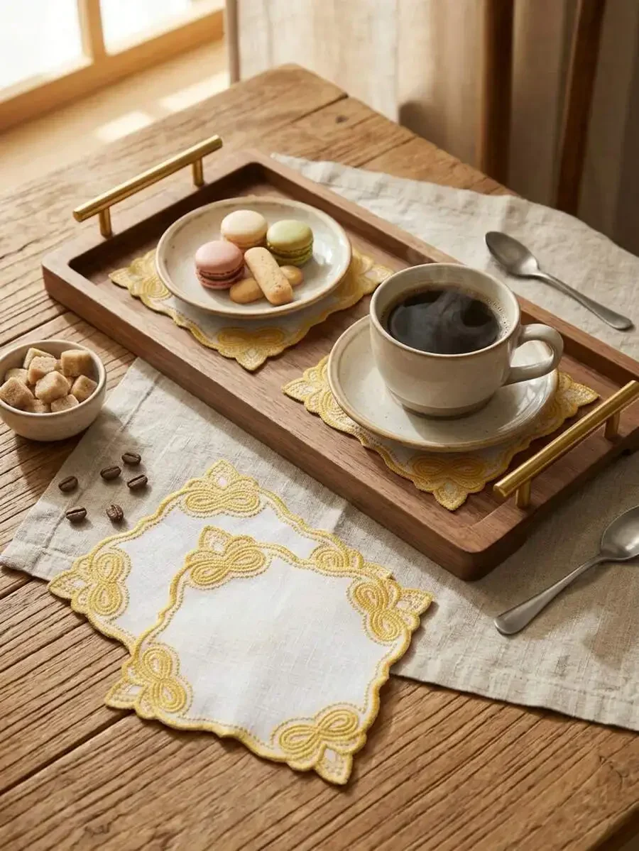 Linen Placemat With Embroidery - Simple Fabric Heat-Resistant & Waterproof Coaster, Oil-Proof Anti-Slip Tableware Mat
Linen Placemat With Embroidery - Simple Fabric Heat-Resistant & Waterproof Coaster, Oil-Proof Anti-Slip Tableware Mat