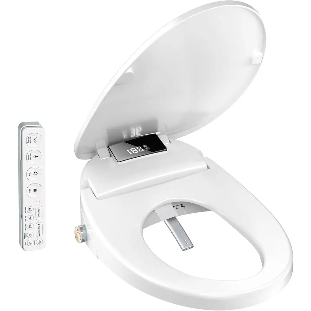 Elegant Electric Heated Toilet Seat with Remote, Adjustable Water Spray, Air Dry, Self-Cleaning Nozzle, Oscillating Wash, Displa
Elegant Electric Heated Toilet Seat with Remote, Adjustable Water Spray, Air Dry, Self-Cleaning Nozzle, Oscillating Wash, Displa