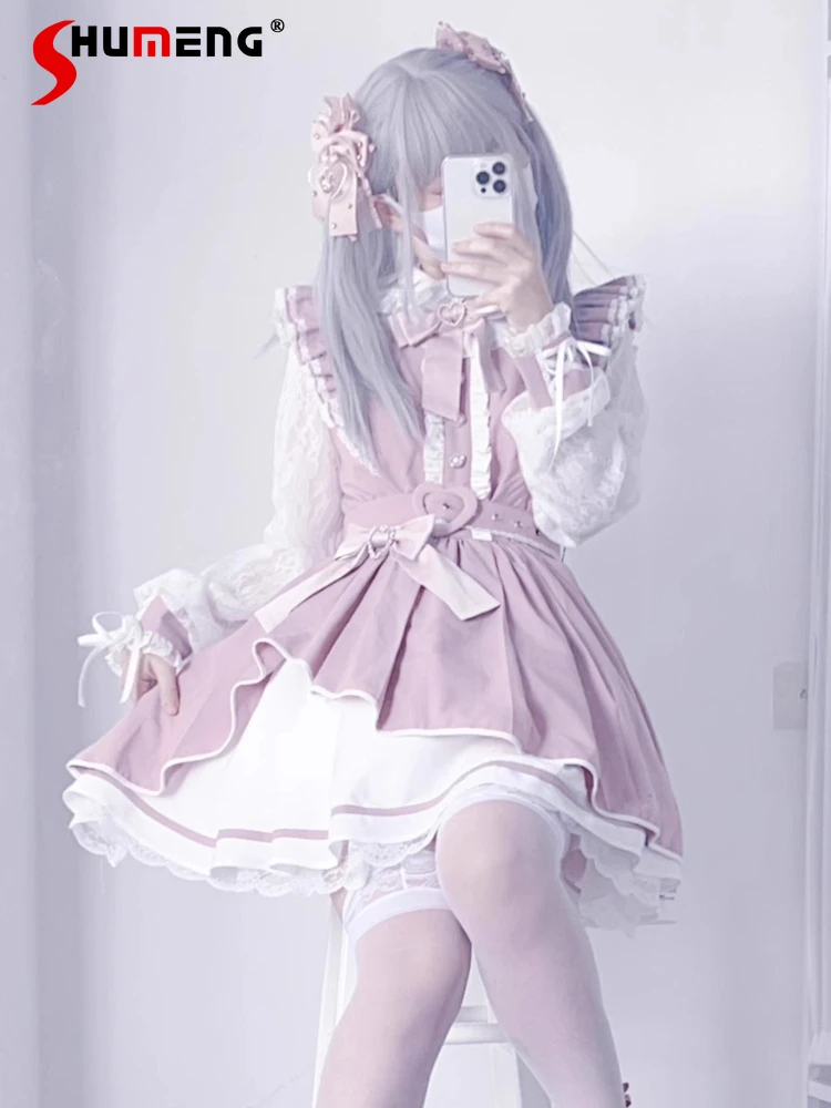 Japanese Mine Style Mass-Produced Stand Collar Bow Lace Long Sleeve High Waist Heart Belt A-line Sweet Lolita Short Dress Women
Japanese Mine Style Mass-Produced Stand Collar Bow Lace Long Sleeve High Waist Heart Belt A-line Sweet Lolita Short Dress Women