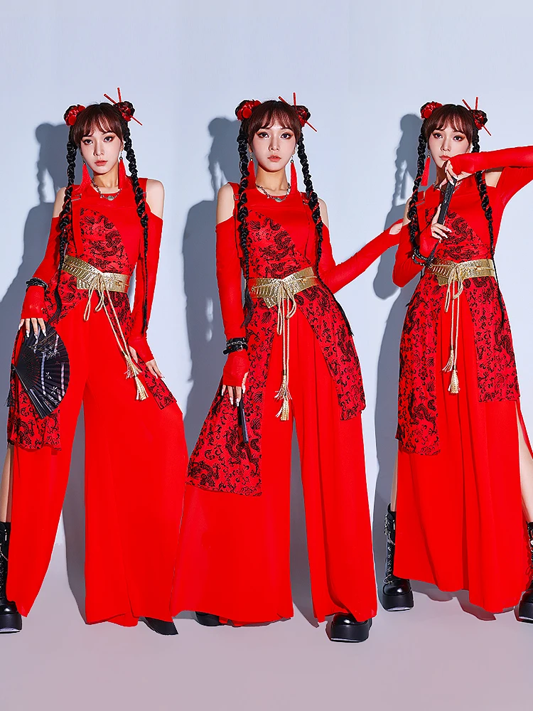 Red Dance Costume Set for Women Kpop Group Performance Outfit Street Dancewear Jazz Dance Show Costume National Trend
Red Dance Costume Set for Women Kpop Group Performance Outfit Street Dancewear Jazz Dance Show Costume National Trend