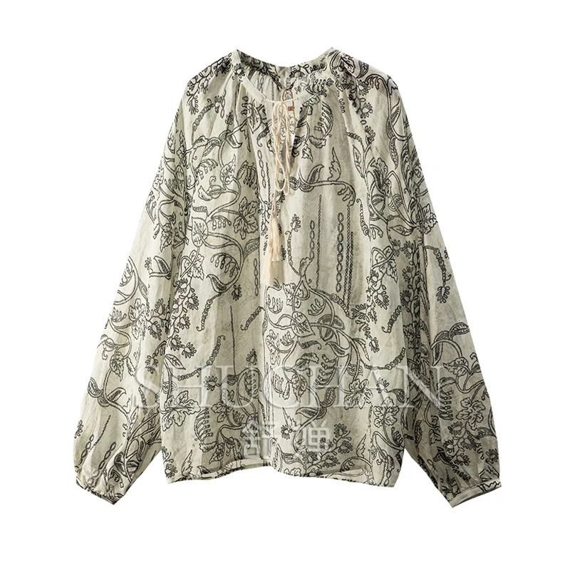 Ethnic Style Print 100 Linen Round Neck Long Sleeve Shirt Women 68C3 Blouses for Women Fashion 2025
Ethnic Style Print 100 Linen Round Neck Long Sleeve Shirt Women 68C3 Blouses for Women Fashion 2025