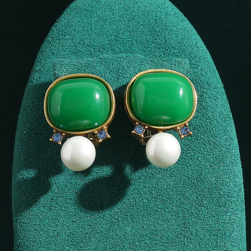 Vintage Square Green Agate Pearl Earrings For Woman Antique Art Deco Natural Stone Jewelry Gold Color Luxury Designer Brand Gift
Vintage Square Green Agate Pearl Earrings For Woman Antique Art Deco Natural Stone Jewelry Gold Color Luxury Designer Brand Gift