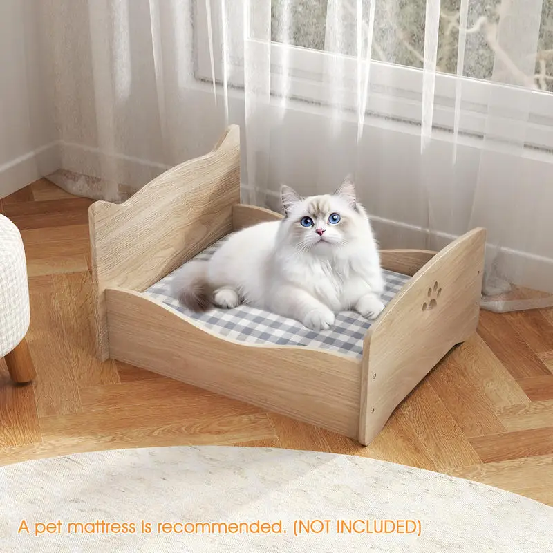Elevated Pet Bed Frame with Rails and Cute Headboards-Walnut
Elevated Pet Bed Frame with Rails and Cute Headboards-Walnut