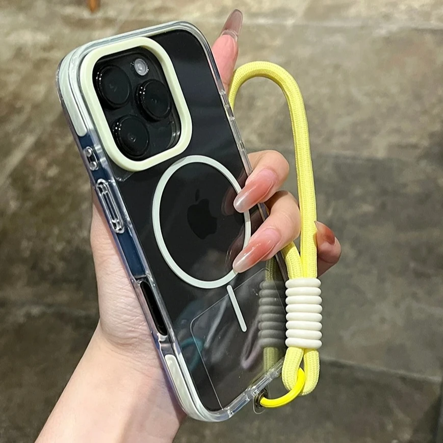 Clear Wrist Strap Magnetic Phone Case for iPhone 14 15 16 Plus 11 12 13 16 Pro Max Magsafe Transparent Charging Shockproof Cover
Clear Wrist Strap Magnetic Phone Case for iPhone 14 15 16 Plus 11 12 13 16 Pro Max Magsafe Transparent Charging Shockproof Cover
