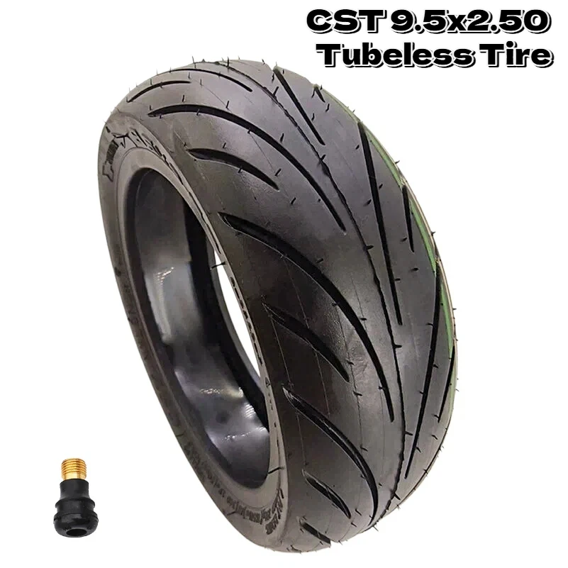 CST 9.5x2.50 Road Vacuum Tire Reinforced Jelly Anti-Puncture Design Wearproof Tubeless Tyre Straight Valve Stem for Urban Electric Scooter
CST 9.5x2.50 Road Vacuum Tire Reinforced Jelly Anti-Puncture Design Wearproof Tubeless Tyre Straight Valve Stem for Urban Electric Scooter