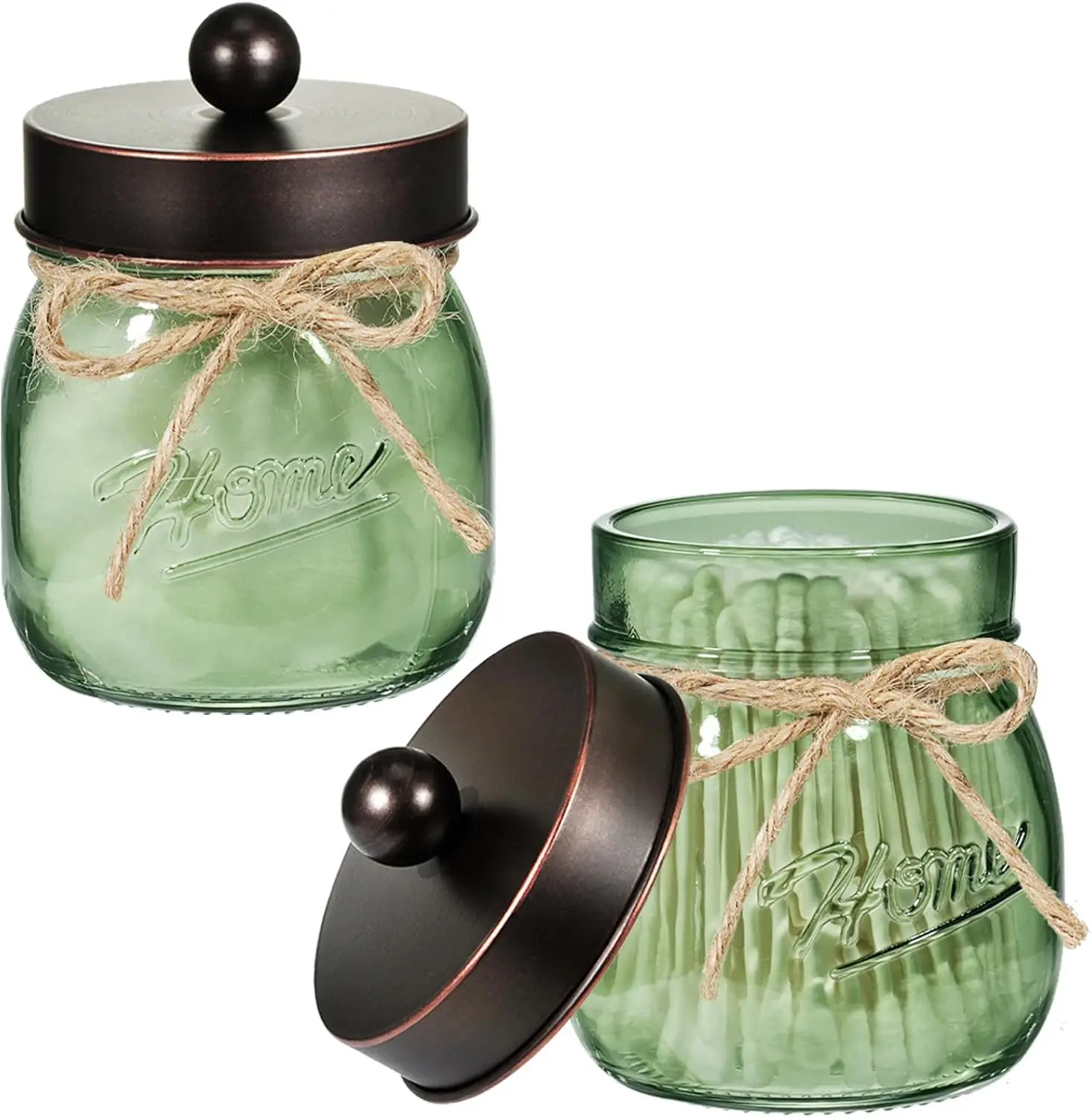 Green Glass Qtip Holder Dispenser, Mason Jar Apothecary Jars with Lids, Bathroom Organizers and Storage, Vanity Countertop Canisters Set for Cotton Swab, Ball, Pad, Floss Pick, 2 Pack
Green Glass Qtip Holder Dispenser, Mason Jar Apothecary Jars with Lids, Bathroom Organizers and Storage, Vanity Countertop Canisters Set for Cotton Swab, Ball, Pad, Floss Pick, 2 Pack