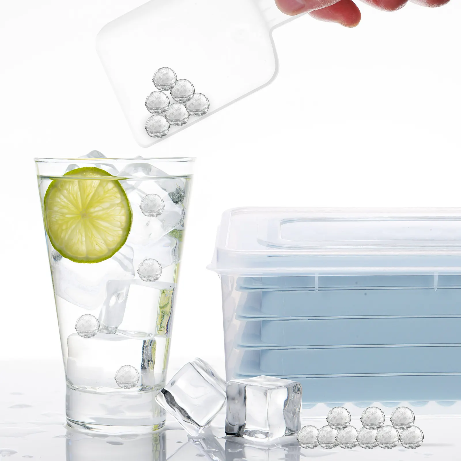 4Pcs Round Ice Cube Tray Kit Food Grade Reusable Mini Circle Ice Mold Easy Release Freezer Tray with Container Scoop for Coffee
4Pcs Round Ice Cube Tray Kit Food Grade Reusable Mini Circle Ice Mold Easy Release Freezer Tray with Container Scoop for Coffee