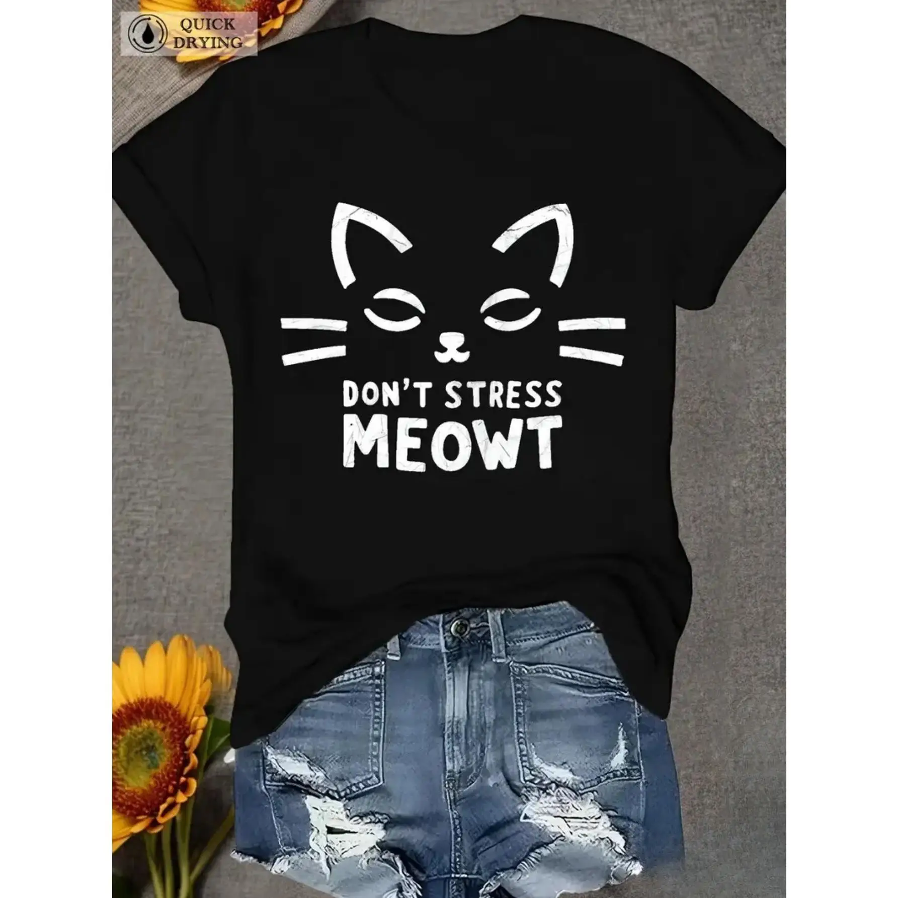 Funny Cat Graphic Tee Don’t Stress Meowt T-Shirt Women S-3XL Plus Size Cute Pet Quote Loose Fit Summer Casual Top for Cat Lovers
Funny Cat Graphic Tee Don’t Stress Meowt T-Shirt Women S-3XL Plus Size Cute Pet Quote Loose Fit Summer Casual Top for Cat Lovers
