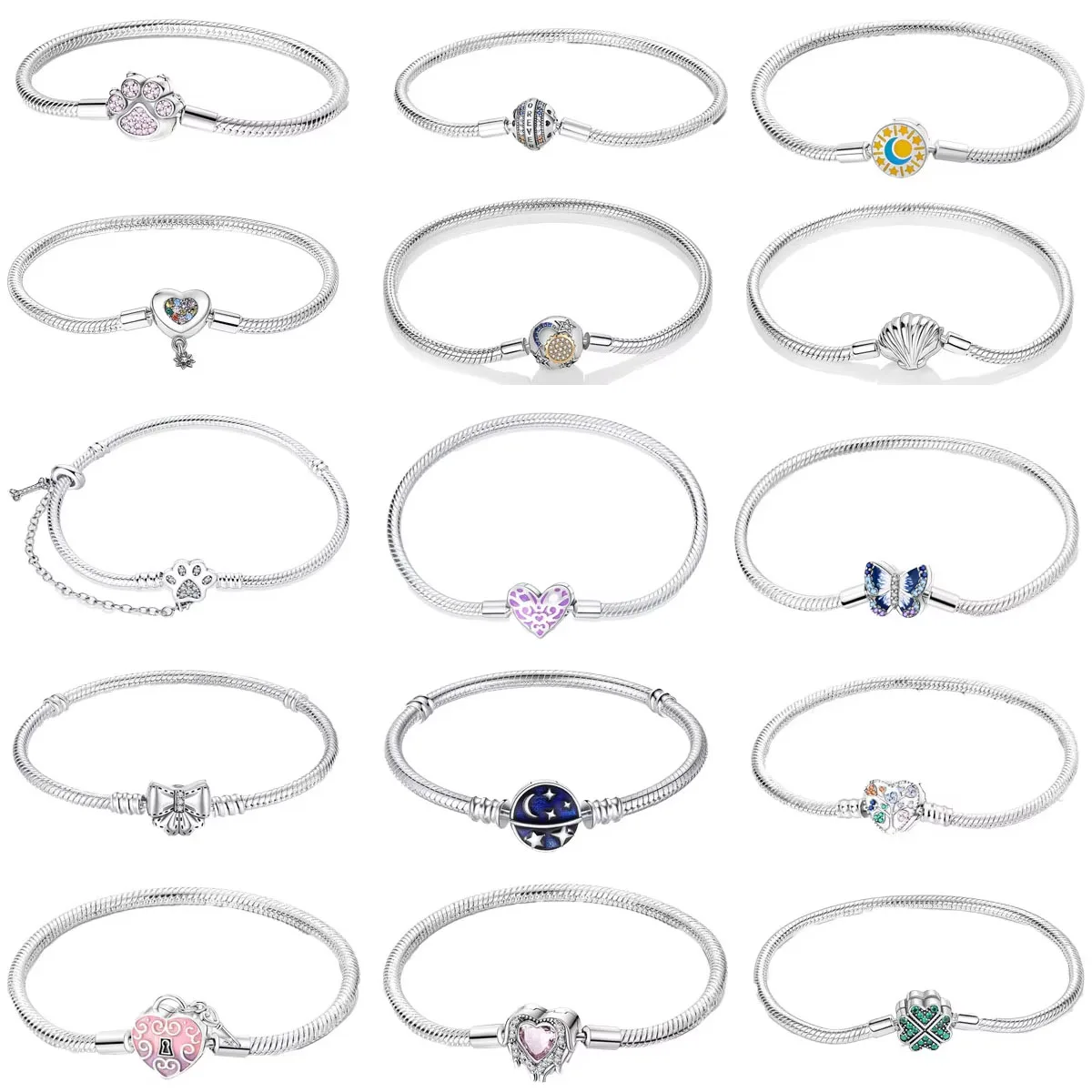 Original 925 Sterling Silver Flower Shell Butterfly Sun Moon Star Heart Bracelet for DIY Bracelet Ladies Jewelry Gift
Original 925 Sterling Silver Flower Shell Butterfly Sun Moon Star Heart Bracelet for DIY Bracelet Ladies Jewelry Gift