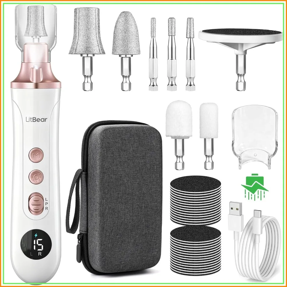 Electric Nail Drill File Set, 15 Speed Professional Toenail Grinder, Cordless Pedicure Tool Callus Remover for Home Salon Use
Electric Nail Drill File Set, 15 Speed Professional Toenail Grinder, Cordless Pedicure Tool Callus Remover for Home Salon Use