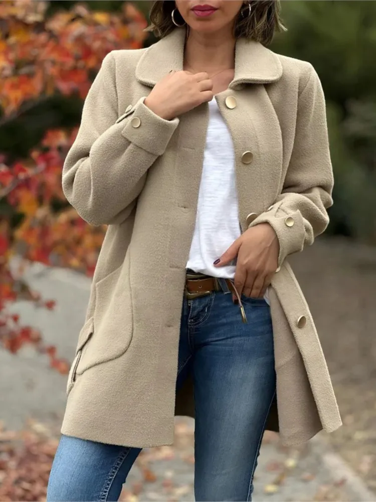 2025 Women's New Casual Jacket Overcoat Autumn Winter Lapel Solid Color Coat with Pocket Commuter Jacket Women's Clothing
2025 Women's New Casual Jacket Overcoat Autumn Winter Lapel Solid Color Coat with Pocket Commuter Jacket Women's Clothing
