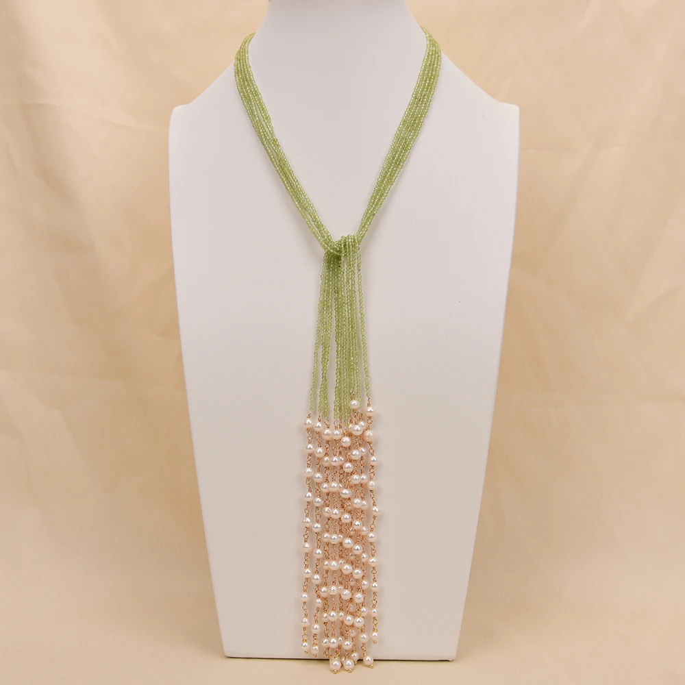 G-G 35'' 5 Strands Cultured White Pearl Natural Green Olivine Stone Long Chain Necklace
G-G 35'' 5 Strands Cultured White Pearl Natural Green Olivine Stone Long Chain Necklace