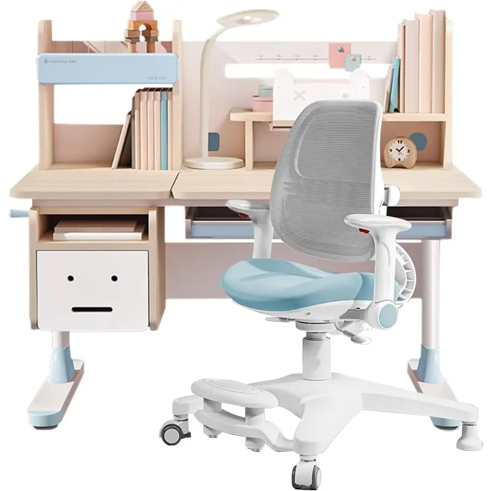 Adjustable Multifunctional Wooden Kids Desk and Chair Set, Blue
Adjustable Multifunctional Wooden Kids Desk and Chair Set, Blue