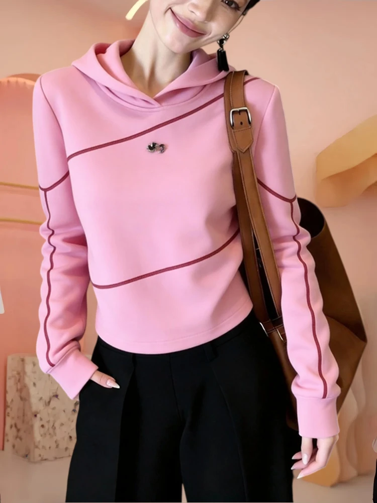 Korean Style Casual Hoodie Women's Pink Spring Autumn Commute Style Loose Fit Long Sleeve round Neck Sweatshirt
Korean Style Casual Hoodie Women's Pink Spring Autumn Commute Style Loose Fit Long Sleeve round Neck Sweatshirt