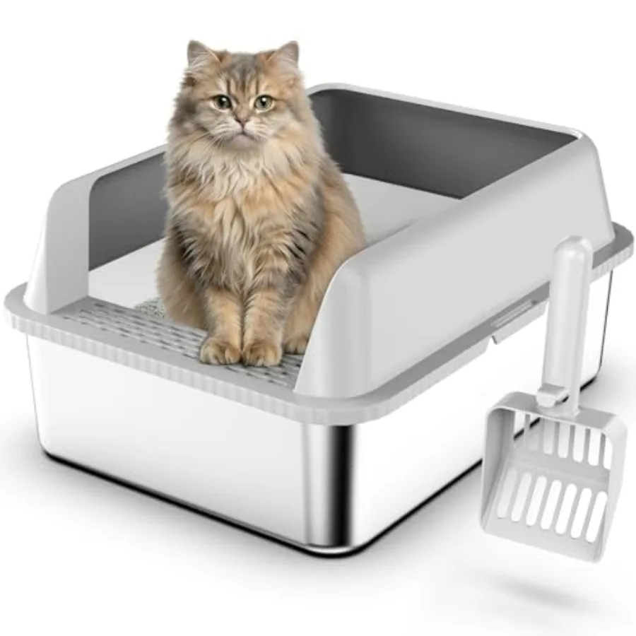 Stainless Steel Litter Box with Lid, 17.3"×13.4"×9" Kitty Litter Box for Kittens and Small Pets, High Sides Metal Cat Litter Bo
Stainless Steel Litter Box with Lid, 17.3"×13.4"×9" Kitty Litter Box for Kittens and Small Pets, High Sides Metal Cat Litter Bo