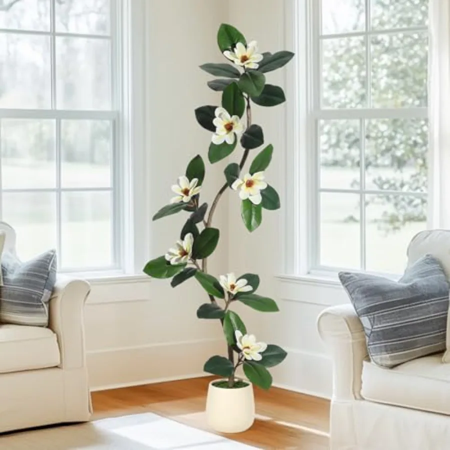 Rubber Tree 5 Feet Artificial Tree in White Planter Pot, Faux Plants Indoor Faux Floor Plant Artificial Plants with 7 Pcs Magno
Rubber Tree 5 Feet Artificial Tree in White Planter Pot, Faux Plants Indoor Faux Floor Plant Artificial Plants with 7 Pcs Magno