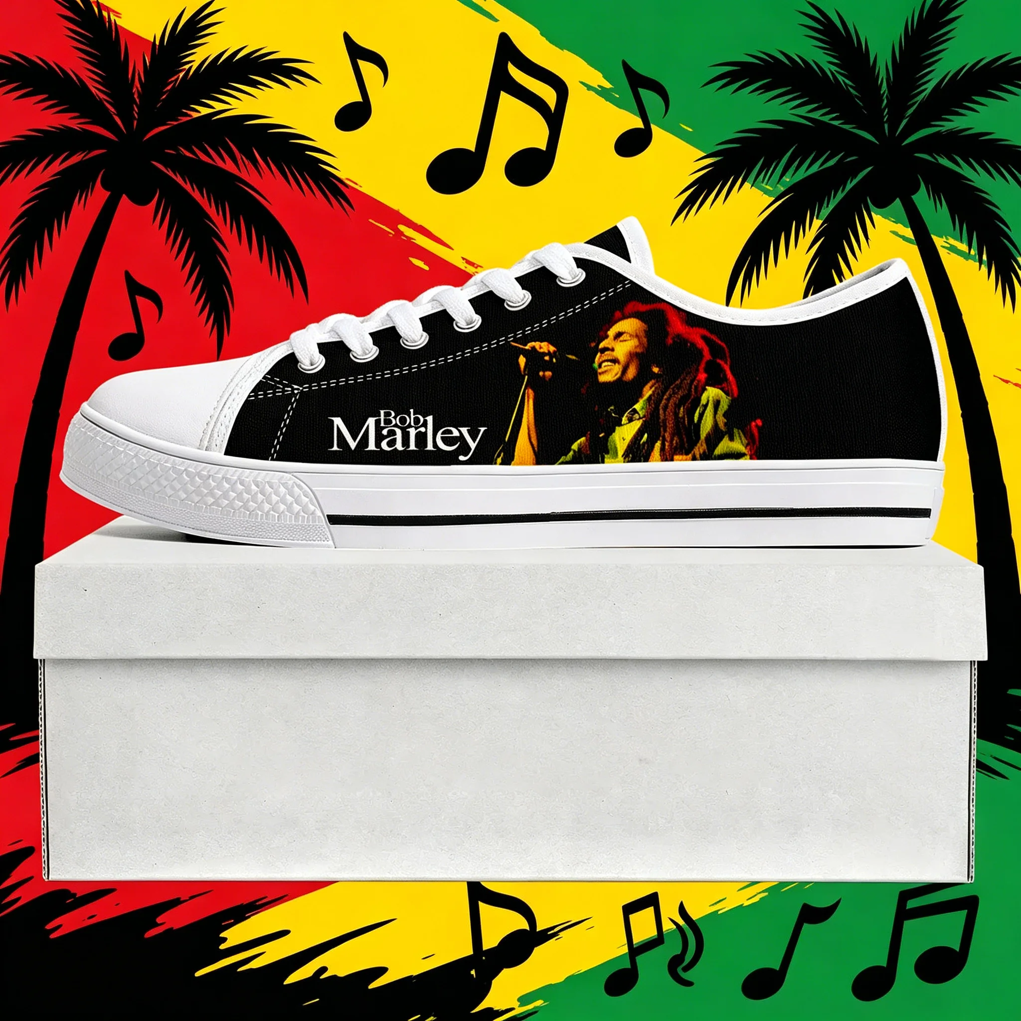 Bob Marley printed sneakers, unisex casual canvas shoes, trendy footwear with reggae culture style
Bob Marley printed sneakers, unisex casual canvas shoes, trendy footwear with reggae culture style