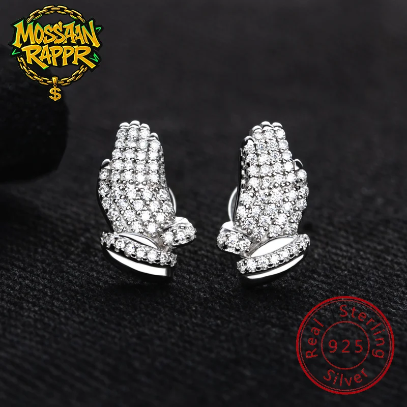 MossanRappr 0.6cttw Moissanite Hip Hop Prayer Hand Shape Stud Earrings 925 Sterling Silver D Color Stylish Jewelry for Women
MossanRappr 0.6cttw Moissanite Hip Hop Prayer Hand Shape Stud Earrings 925 Sterling Silver D Color Stylish Jewelry for Women