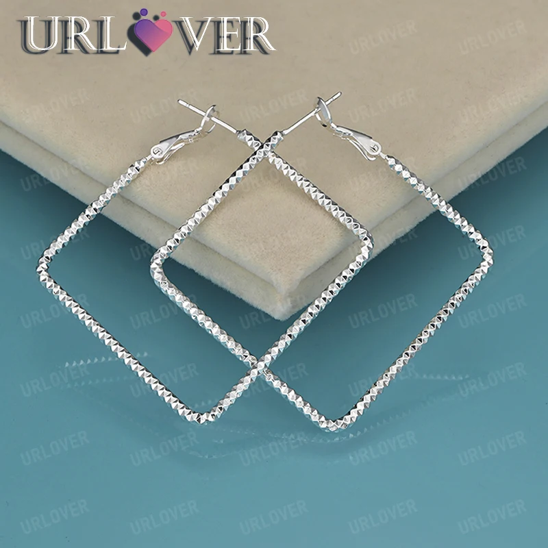 Fashion Sterling Silver Jewelry Accessories 925 Silver Square Hoop Earrings Noble Elegant Women Engagement Party Christmas Gift
Fashion Sterling Silver Jewelry Accessories 925 Silver Square Hoop Earrings Noble Elegant Women Engagement Party Christmas Gift