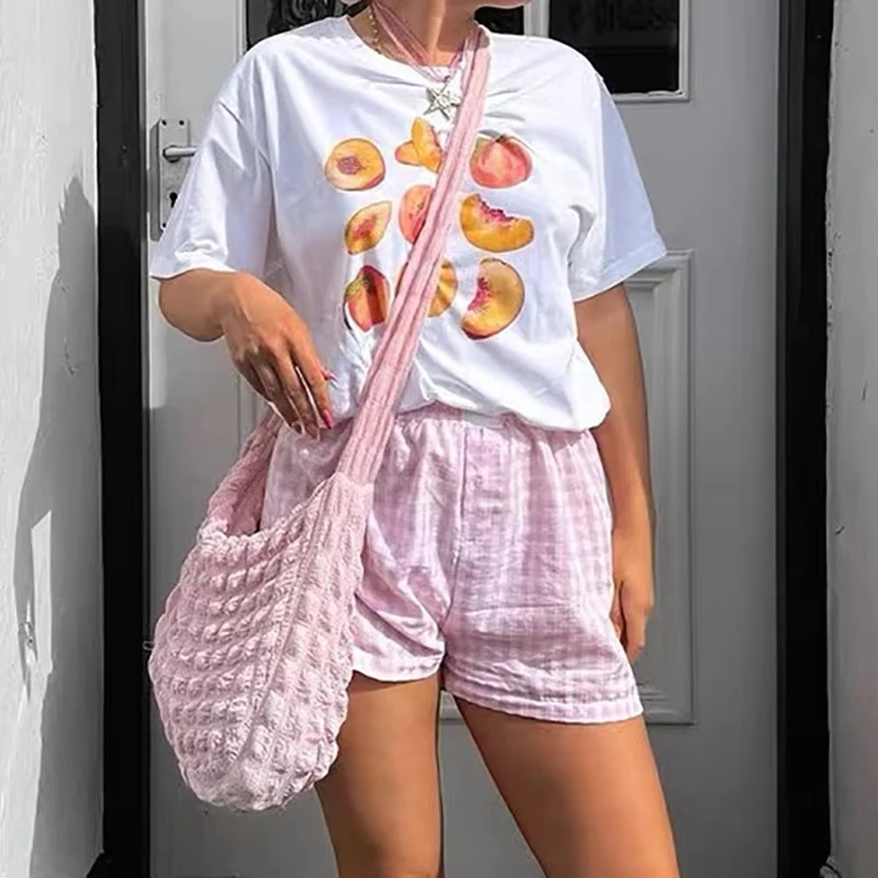 Винтажная футболка с рисунком персика, женская футболка с коротким рукавом в стиле ретро в стиле гранж, милая эстетичная повседневная модная футболка Cottagecore, оверсайз 
Винтажная футболка с рисунком персика, женская футболка с коротким рукавом в стиле ретро в стиле гранж, милая эстетичная повседневная модная футболка Cottagecore, оверсайз
