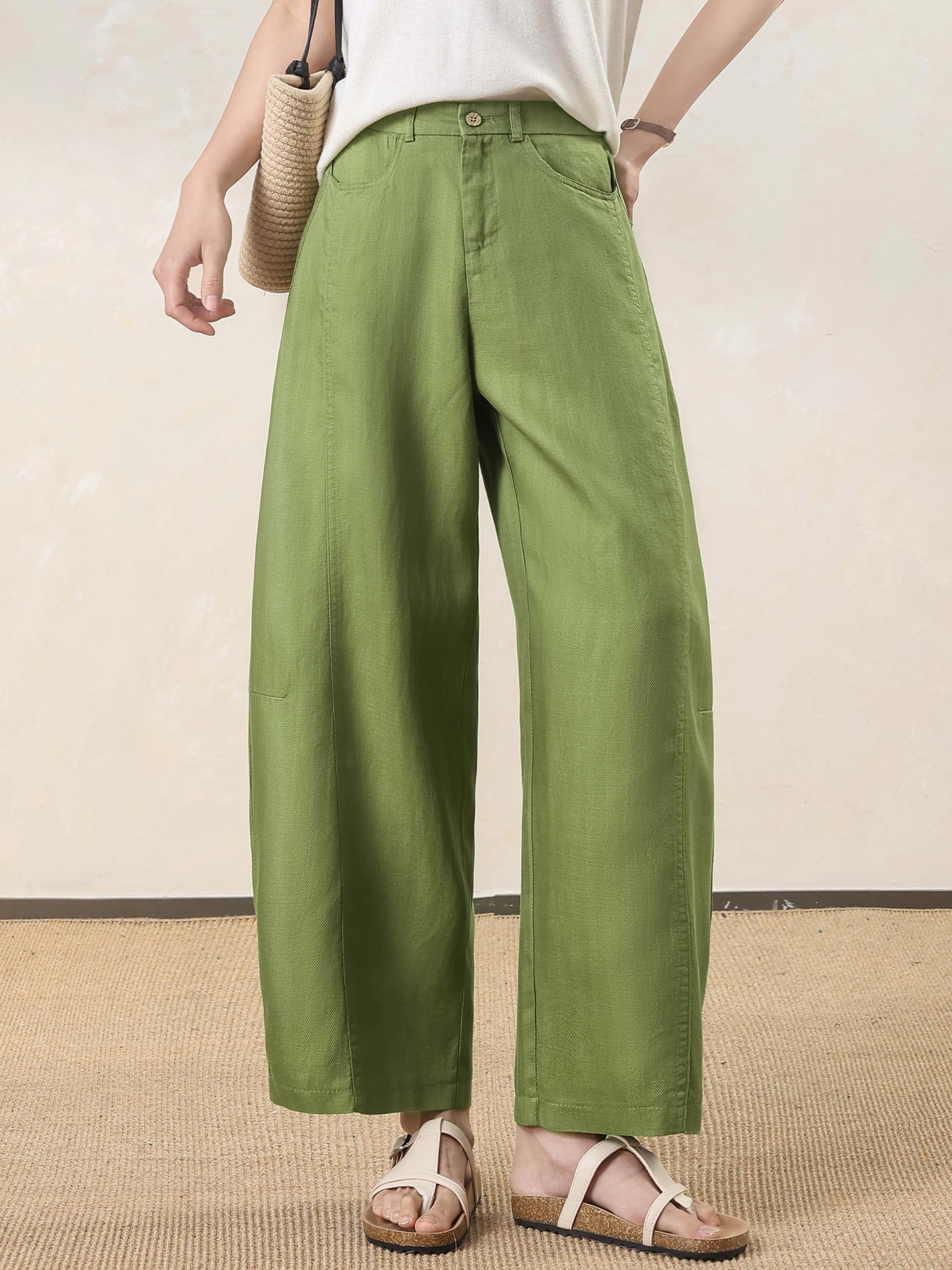 Summer Thin New High Waist Loose Nine Points Casual Harlan Pants Women's Silk Linen Curved Knife Pants Breathable Cool Feeling
Summer Thin New High Waist Loose Nine Points Casual Harlan Pants Women's Silk Linen Curved Knife Pants Breathable Cool Feeling