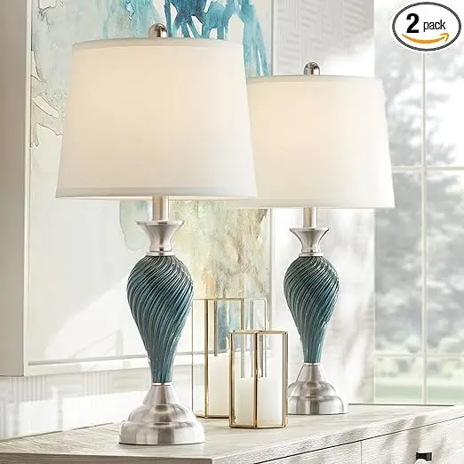 Regency Hill Arden 25" High Column ern al Table Lamps Set o 2 Green-Blue Glass Living Room Bedroom Bede Nightstand House Oice Ho
Regency Hill Arden 25" High Column ern al Table Lamps Set o 2 Green-Blue Glass Living Room Bedroom Bede Nightstand House Oice Ho