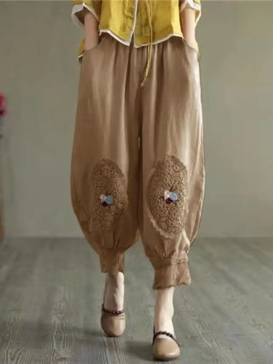 Retro Lantern Pants Nine Points Women's Loose Embroidered Lace Harlan Cotton Linen Casual Pants Simple Summer 2026
Retro Lantern Pants Nine Points Women's Loose Embroidered Lace Harlan Cotton Linen Casual Pants Simple Summer 2026