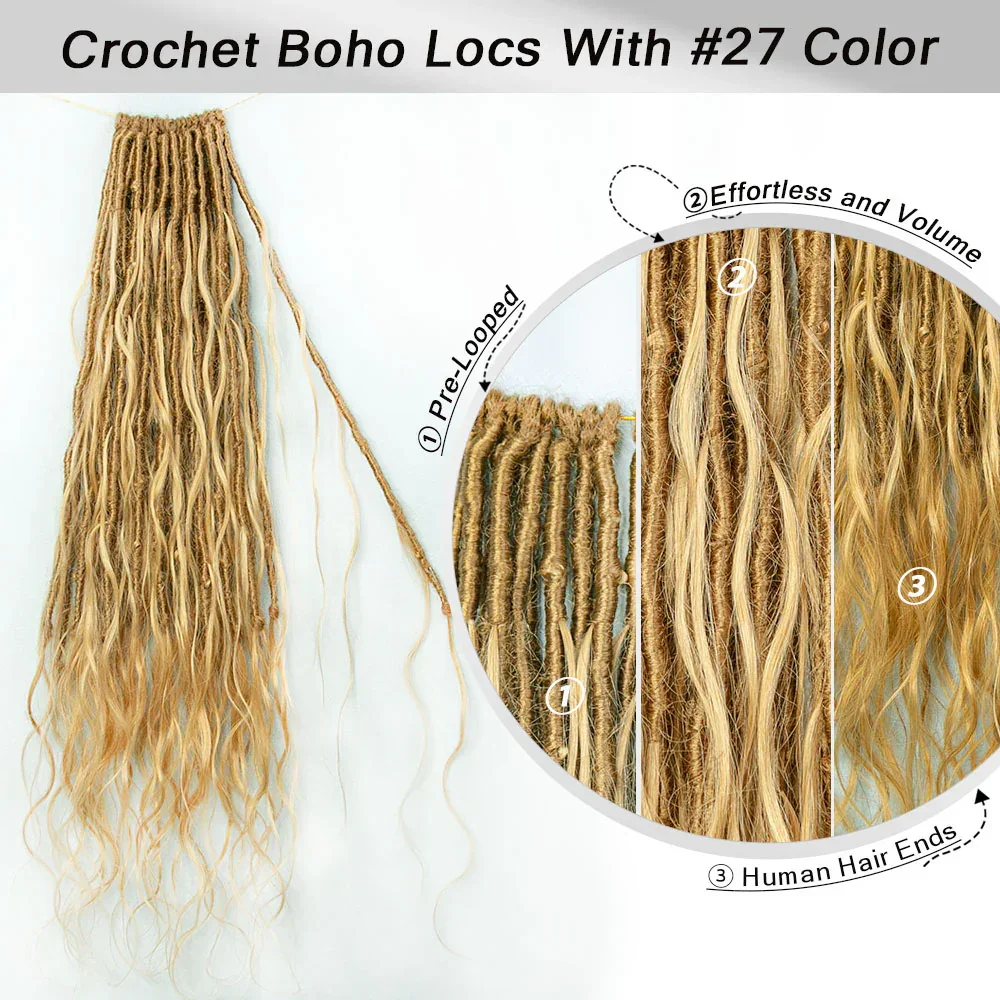 #27 Goddess Locs Crochet Hair Pre Looped Faux Locs Crochet Hair Extension With Body Wave Human Hair Curls
#27 Goddess Locs Crochet Hair Pre Looped Faux Locs Crochet Hair Extension With Body Wave Human Hair Curls