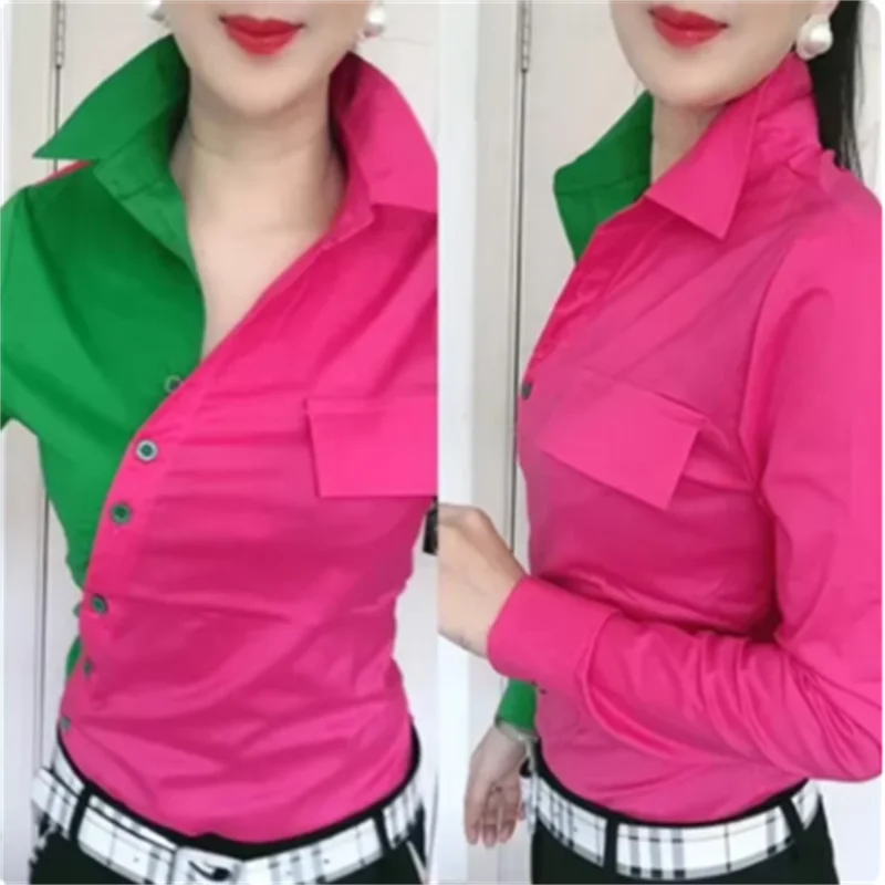 Contrast Shirt Women's Blouses Slim Shirt Patchwork Top Casual Woman Clothes Streetwear Long Sleeve Cardigan Button Female Blous
Contrast Shirt Women's Blouses Slim Shirt Patchwork Top Casual Woman Clothes Streetwear Long Sleeve Cardigan Button Female Blous