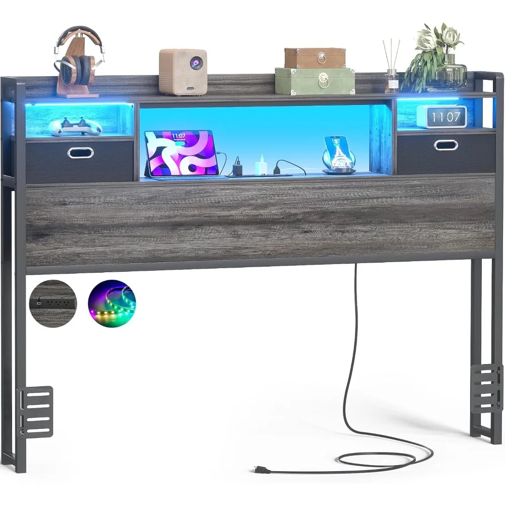 Full Headboard with Storage and LED Light, Wood Headboard Only for Full Size Bed with Bookcase and Power Outlet, Sturdy Head Bo
Full Headboard with Storage and LED Light, Wood Headboard Only for Full Size Bed with Bookcase and Power Outlet, Sturdy Head Bo