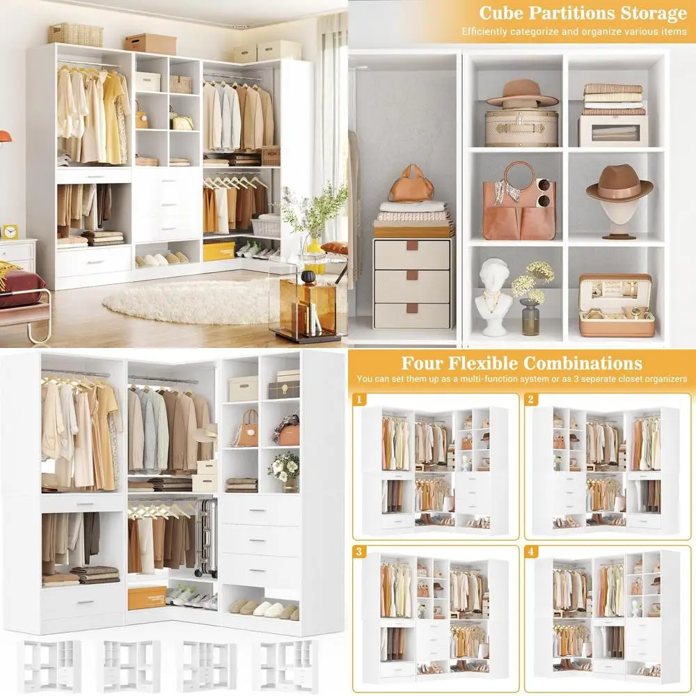 Closet System Organizer with Ders, Pants Rack, Cube Storage and Hanging Area – Wardrobe Organizer with Hanging Rods, Shoe Storag
Closet System Organizer with Ders, Pants Rack, Cube Storage and Hanging Area – Wardrobe Organizer with Hanging Rods, Shoe Storag