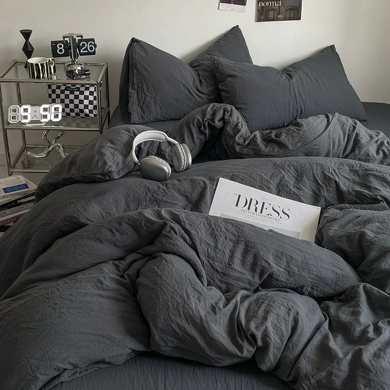 Pure color A-class baby-grade water-washed cotton bed set for sleeping without clothes
Pure color A-class baby-grade water-washed cotton bed set for sleeping without clothes