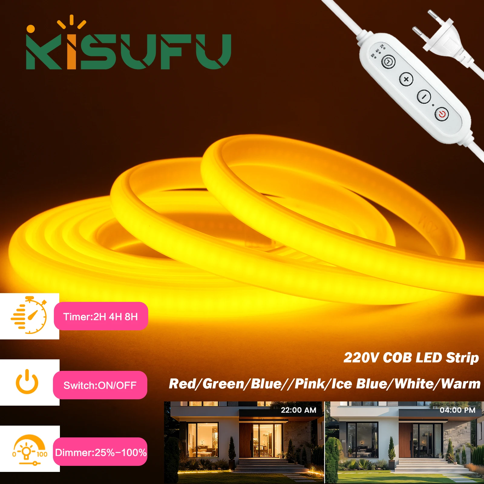 220 В COB светодиодная неоновая лента с регулируемой яркостью и 4 клавишами, диммер/таймер/переключатель, вилка европейского стандарта, водонепроницаемая гибкая лента, светильники для внутреннего и наружного декора
220 В COB светодиодная неоновая лента с регулируемой яркостью и 4 клавишами, диммер/таймер/переключатель, вилка европейского стандарта, водонепроницаемая гибкая лента, светильники для внутреннего и наружного декора