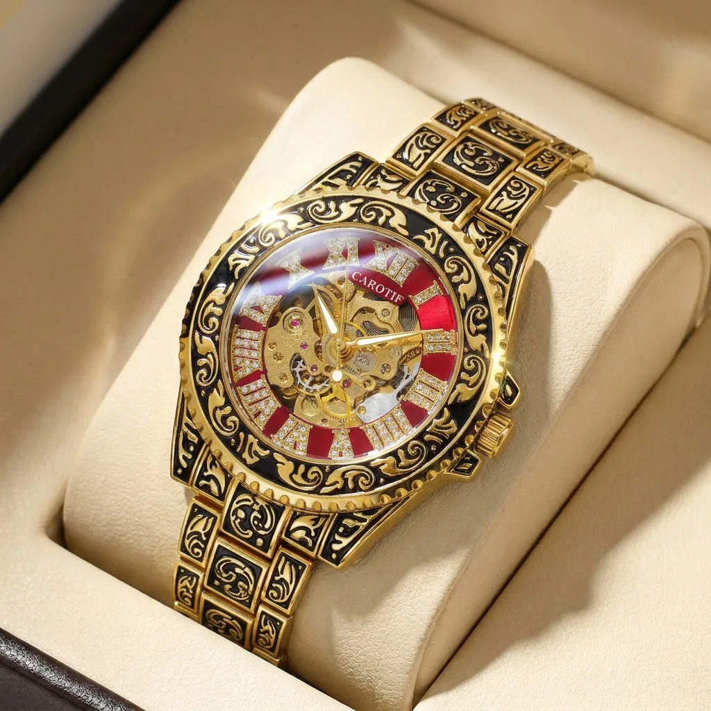 1pcs Men's Red Gold Alloy Band Luxury Business Mechanical Watch for Party Holiday Gift
1pcs Men's Red Gold Alloy Band Luxury Business Mechanical Watch for Party Holiday Gift