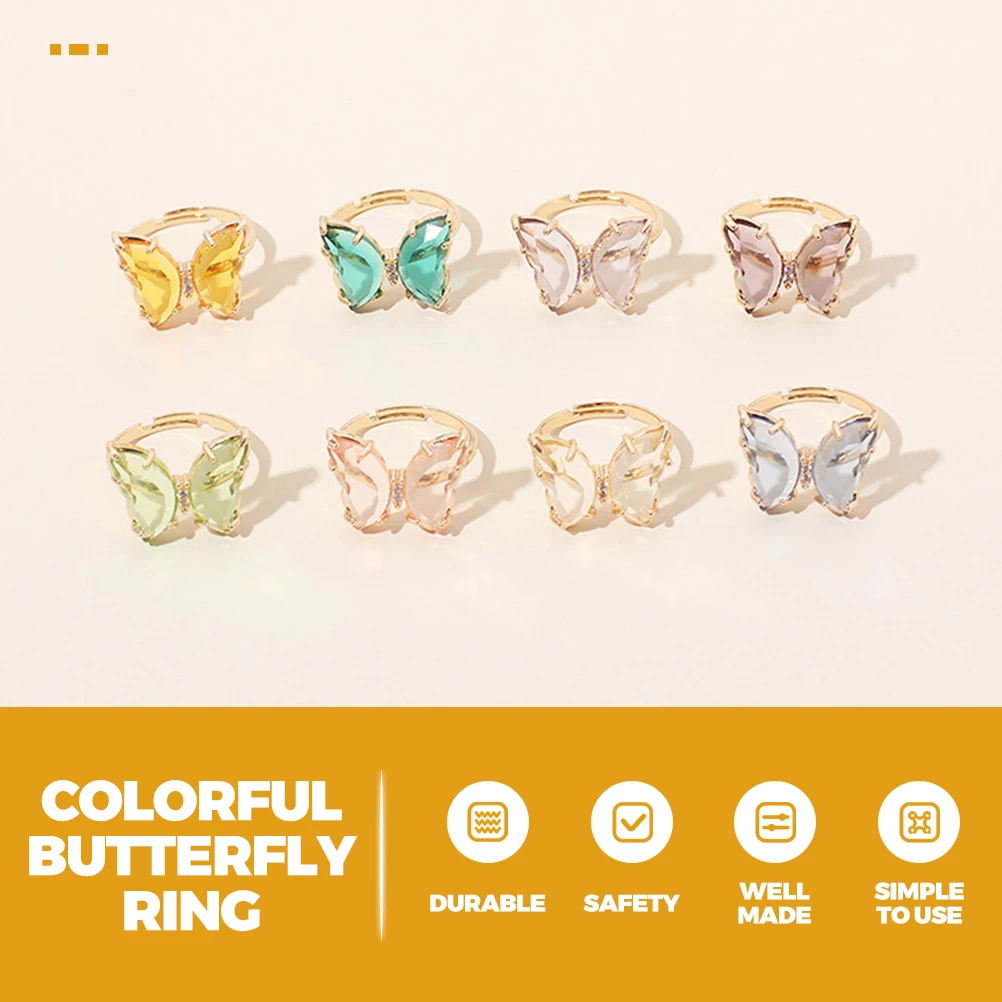 8Pcs Colorful Butterfly Rings Vintage Fashion Alloy Women Jewelry Decor Adjustable Size Gift Idea Elegant Accessories
8Pcs Colorful Butterfly Rings Vintage Fashion Alloy Women Jewelry Decor Adjustable Size Gift Idea Elegant Accessories