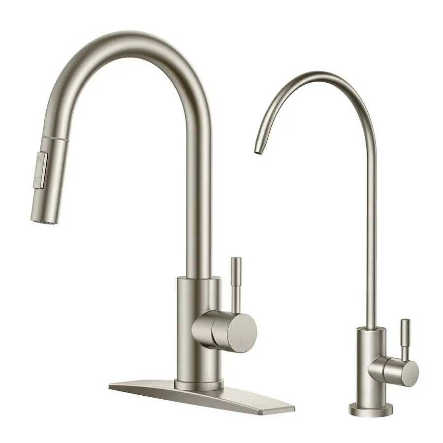 Kitchen Faucet and Water Filter Faucet Combo, Stainless Steel Traditional Sink Faucet with Drinking Water Faucet Fits Reverse Os
Kitchen Faucet and Water Filter Faucet Combo, Stainless Steel Traditional Sink Faucet with Drinking Water Faucet Fits Reverse Os