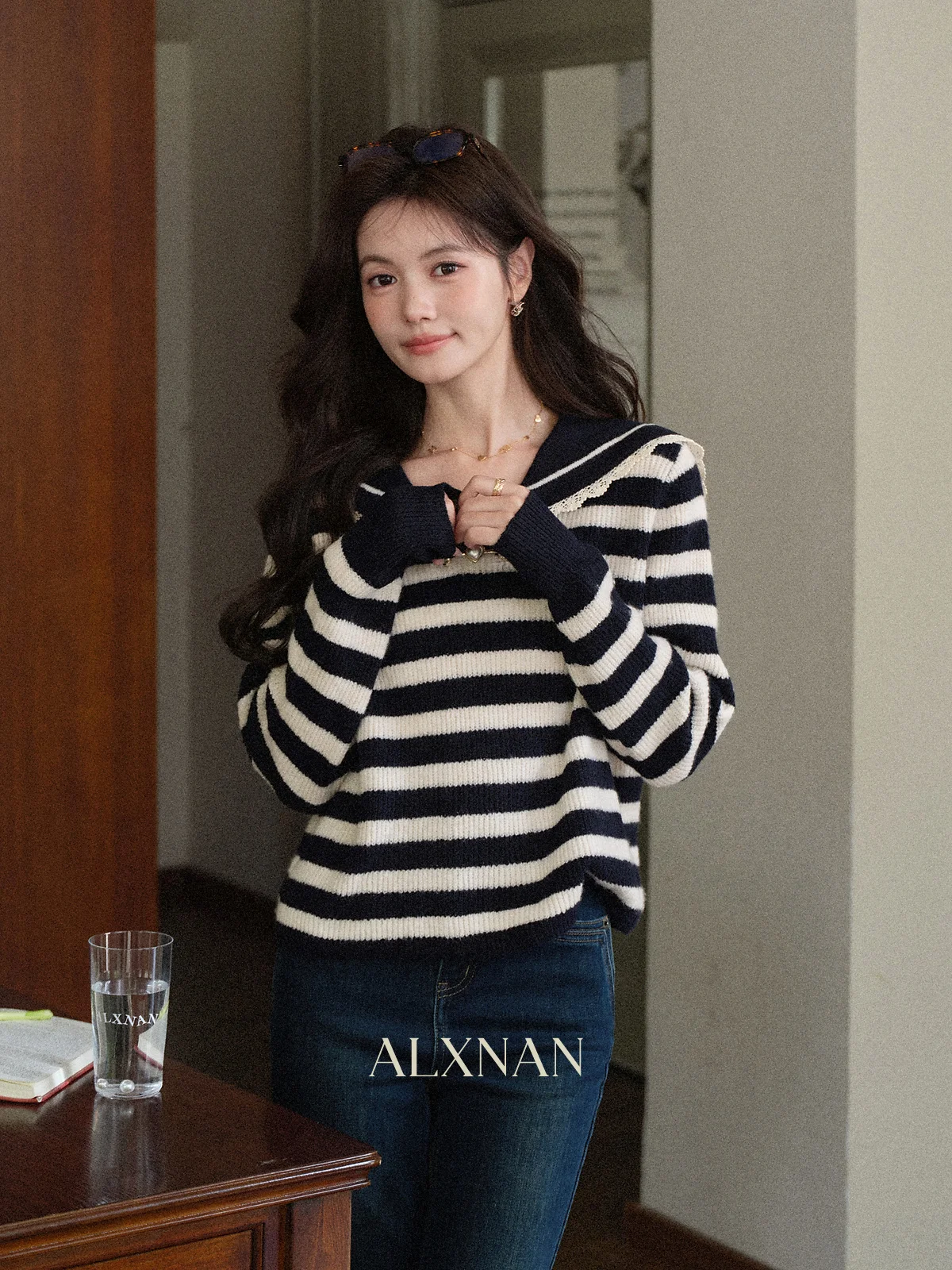 Ele Long Sve Striped Sweater Lady's Sle South Deer Autumn Winter New Arrival k Blue Color Commute Faion Loose Fit
Ele Long Sve Striped Sweater Lady's Sle South Deer Autumn Winter New Arrival k Blue Color Commute Faion Loose Fit