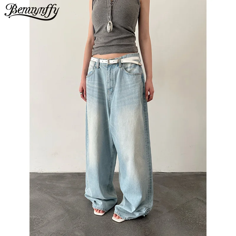 Benuynffy Vintage Washed Blue Shirred Hem Denim Jeans Women 2026 Summer New Fashion Y2k Loose Straight Wide Leg Denim Trousers
Benuynffy Vintage Washed Blue Shirred Hem Denim Jeans Women 2026 Summer New Fashion Y2k Loose Straight Wide Leg Denim Trousers