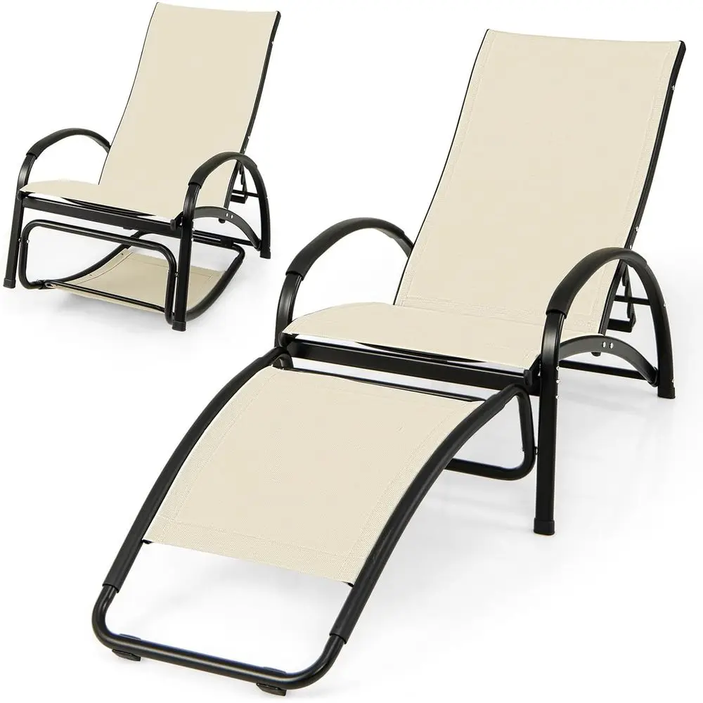 Outdoor 2-in-1 Convertible Lounge Chair, 4-Level Adjustable Backrest, Heavy-Duty, Patio Sun Lounger Rocker for Poolside, Backyar
Outdoor 2-in-1 Convertible Lounge Chair, 4-Level Adjustable Backrest, Heavy-Duty, Patio Sun Lounger Rocker for Poolside, Backyar