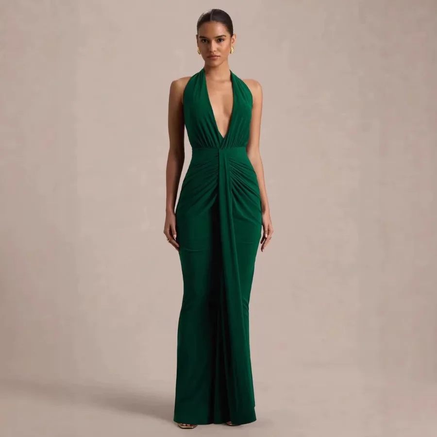 【New style】Women's clothes sexy temperament V-neck hanging neck strap slim design pleated niche dress
【New style】Women's clothes sexy temperament V-neck hanging neck strap slim design pleated niche dress