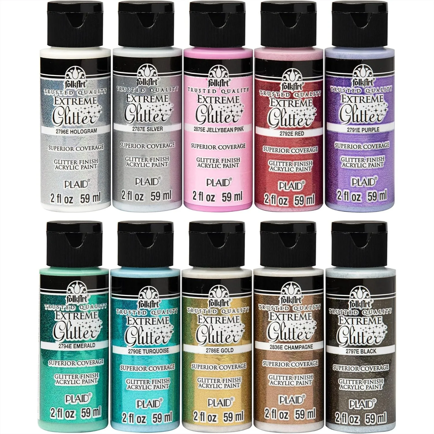 Glitter Acrylic Craft Paint Set for Beginners & Artists - 10 Colors, 2 oz Each, 20 Fl Oz Total with Sparkling Finish
Glitter Acrylic Craft Paint Set for Beginners & Artists - 10 Colors, 2 oz Each, 20 Fl Oz Total with Sparkling Finish