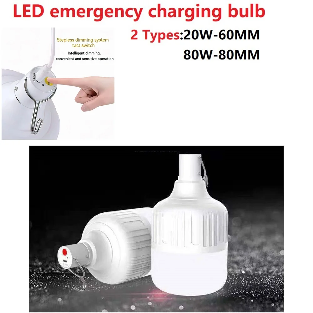 80W Outdoor USB Rechargeable LED Lamp Bulbs High-energy Light Hook Up Camping Fishing Portable Lantern Night Lamp
80W Outdoor USB Rechargeable LED Lamp Bulbs High-energy Light Hook Up Camping Fishing Portable Lantern Night Lamp