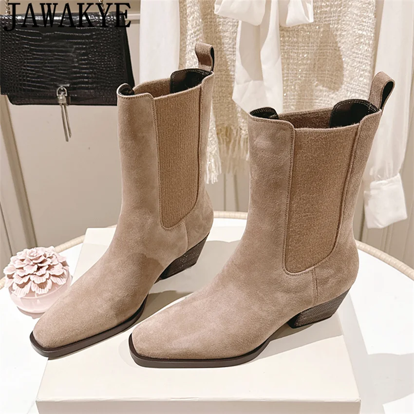 JAWAKYE замшевые ботинки челси на массивном каблуке, женские тонкие модные недельные ботильоны, зимние мотоциклетные ботинки, женские новинка 2026, новинка
JAWAKYE замшевые ботинки челси на массивном каблуке, женские тонкие модные недельные ботильоны, зимние мотоциклетные ботинки, женские новинка 2026, новинка