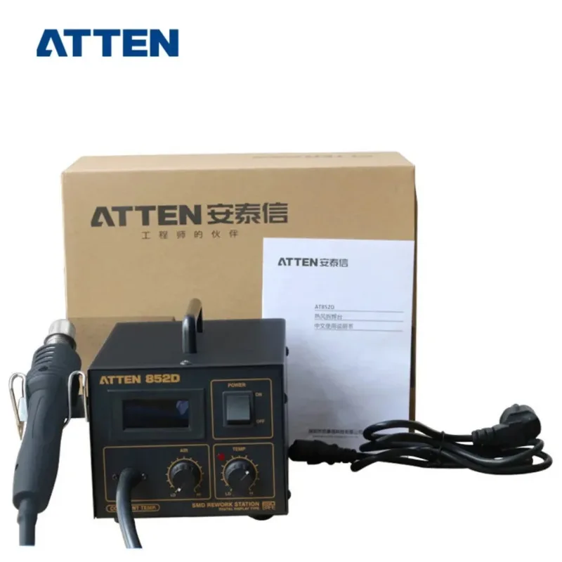 ATTEN AT852D+ Heat Gun Desoldering Station 550W BGA SMD Rework Station For Hot Air Gun Maintenance Soldering Station Welding
ATTEN AT852D+ Heat Gun Desoldering Station 550W BGA SMD Rework Station For Hot Air Gun Maintenance Soldering Station Welding
