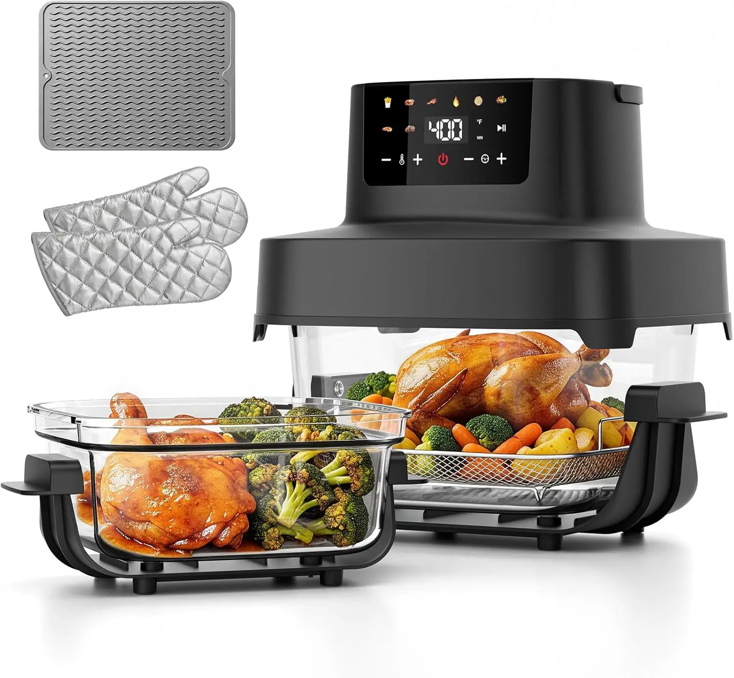 Glass Air Fryer Non Toxic, 6.3QT & 4.4QT Air Fryer with Dual Glass Baskets with Lids, 8-in-1 Portable Air Fryers Cristal, PFOA
Glass Air Fryer Non Toxic, 6.3QT & 4.4QT Air Fryer with Dual Glass Baskets with Lids, 8-in-1 Portable Air Fryers Cristal, PFOA