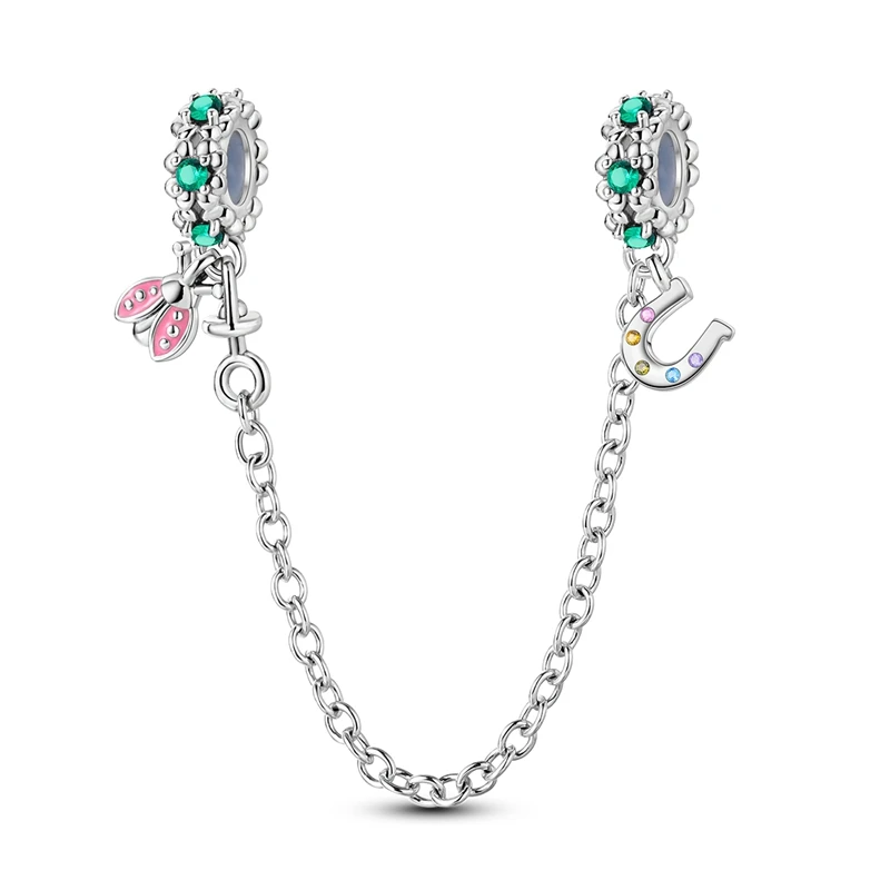 Fashionable 925 Clover Ladybug Horseshoe Safety Chain Charm Fit Pandora Bracelet Women's Daily DIY Jewelry Accessories
Fashionable 925 Clover Ladybug Horseshoe Safety Chain Charm Fit Pandora Bracelet Women's Daily DIY Jewelry Accessories