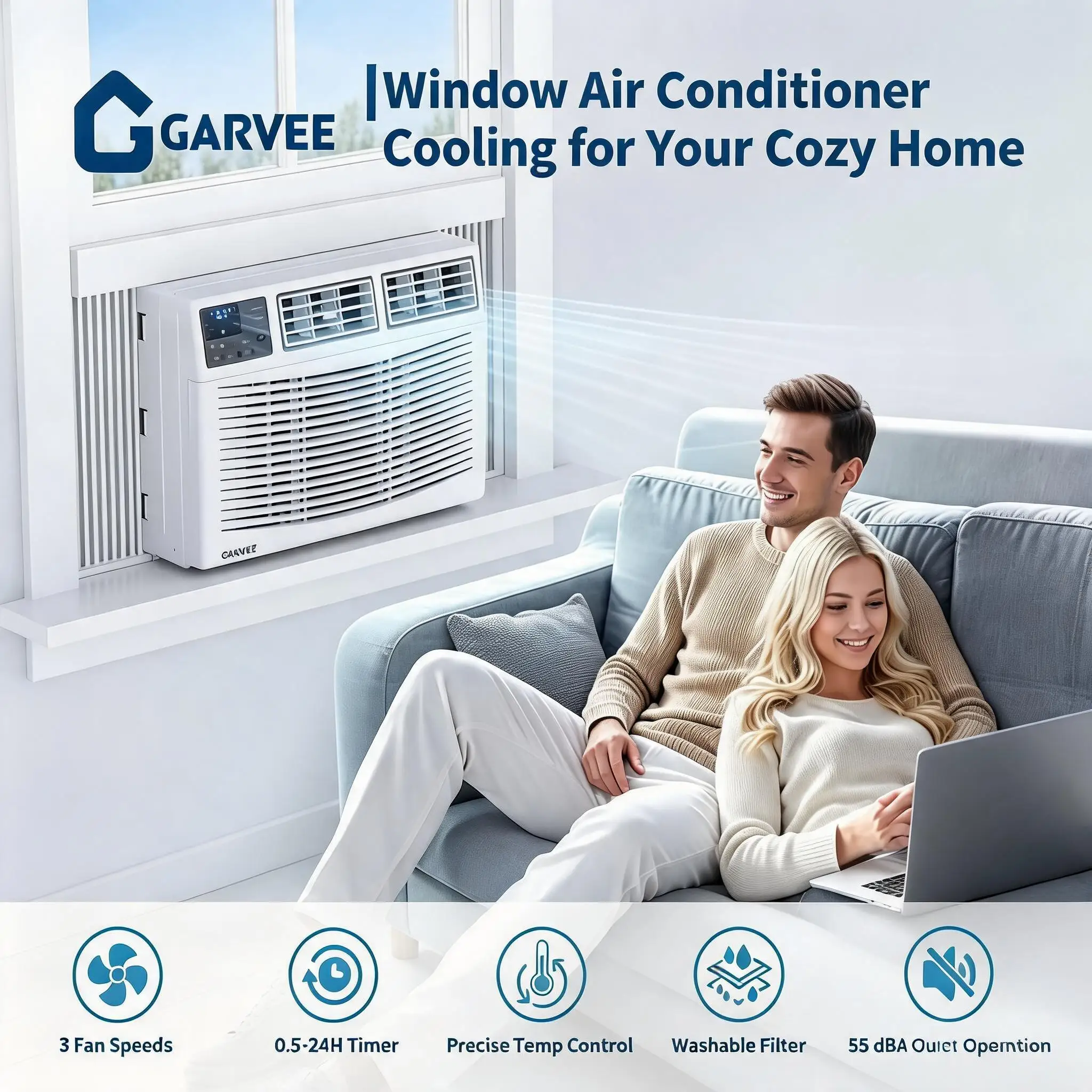 Window Air Conditioner 12000 BTU Remote Controlled Cooling Unit for 550 Sq Ft Room, Quiet Operation LED Display 3 Fan Speed Window Mount AC, Simple Installation for Home Bedroom Office
Window Air Conditioner 12000 BTU Remote Controlled Cooling Unit for 550 Sq Ft Room, Quiet Operation LED Display 3 Fan Speed Window Mount AC, Simple Installation for Home Bedroom Office