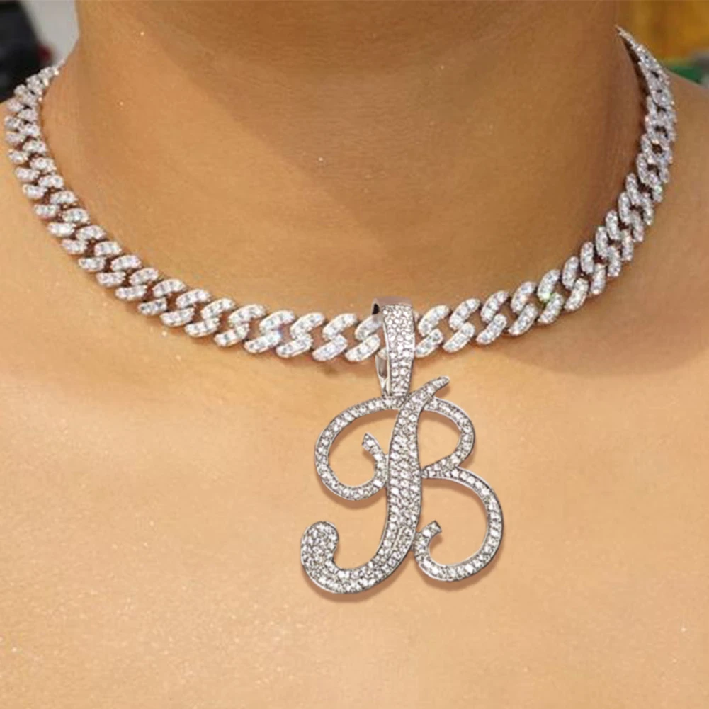 Fashion Paved Crystal A-Z Cursive Initial Letter Pendant Necklace For Women Iced Out Cuban Link Chain Necklace Hip Hop Jewelry
Fashion Paved Crystal A-Z Cursive Initial Letter Pendant Necklace For Women Iced Out Cuban Link Chain Necklace Hip Hop Jewelry