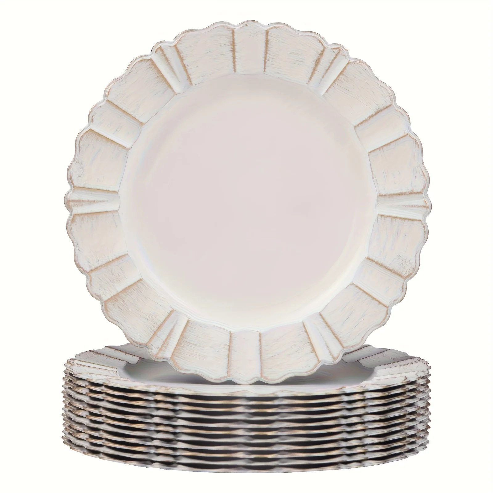 Scallop Charger Plates 13 Inch Set Of 12 for Wedding Decor, Holiday Party, Table Setting, Tabletop, Home Dining, White Vintage Acrylic Plastic Charger
Scallop Charger Plates 13 Inch Set Of 12 for Wedding Decor, Holiday Party, Table Setting, Tabletop, Home Dining, White Vintage Acrylic Plastic Charger