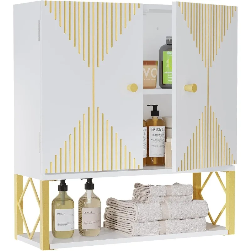Bathroom Cabinet Wall Mount, Premium Design Over The Toilet Storage Cabinet, Medicine Cabinet with 2 Doors and an Open Shelf
Bathroom Cabinet Wall Mount, Premium Design Over The Toilet Storage Cabinet, Medicine Cabinet with 2 Doors and an Open Shelf